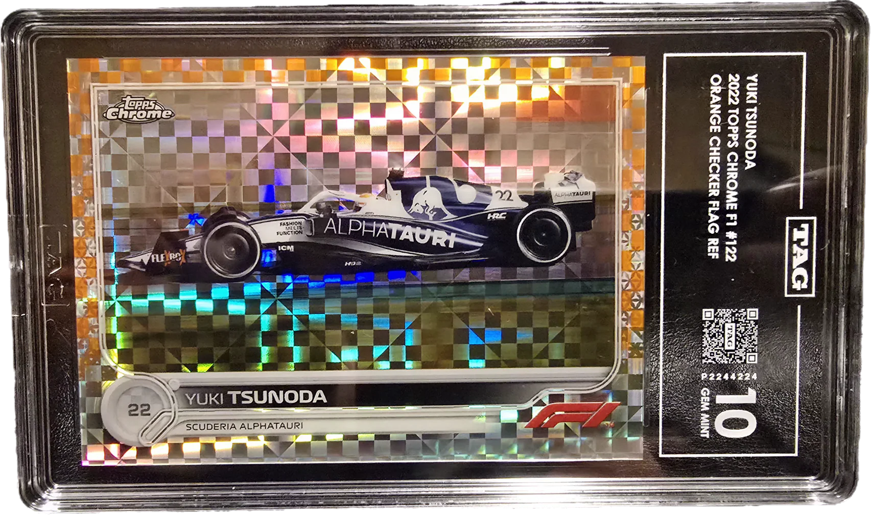 2022 Topps Chrome F1 - Yuki Tsunoda Orange Checkered #25/25 Final Print 1/1 SSP Graded 10