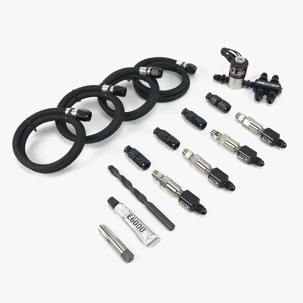 4 Cylinder Direct Port With Split Distribution Block & Low Elbow Nozzle Holders (Braided Hoses)