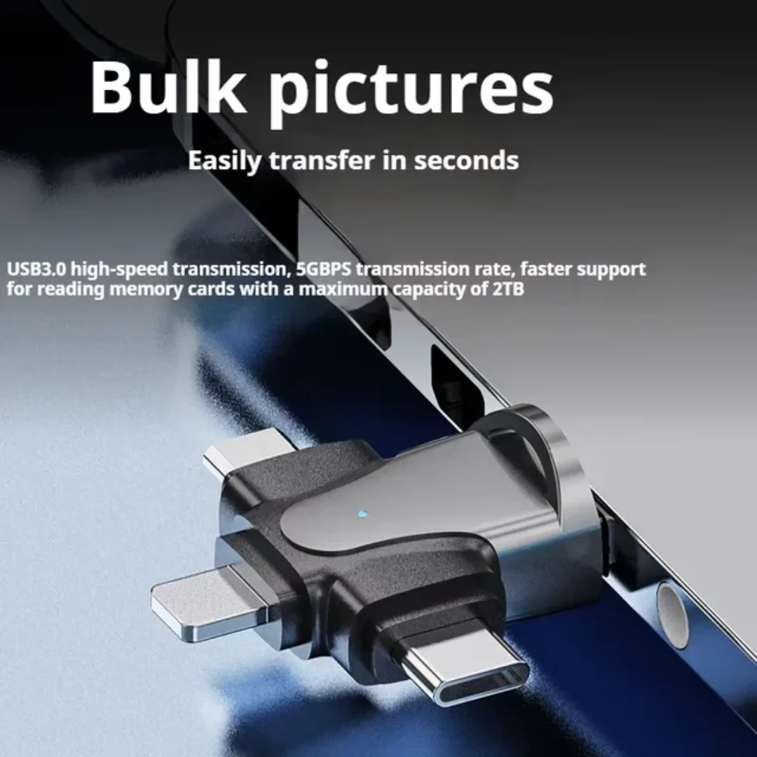 4 in 1 SD Card Reader For Android, Apple and Microsoft Devices - Image 3