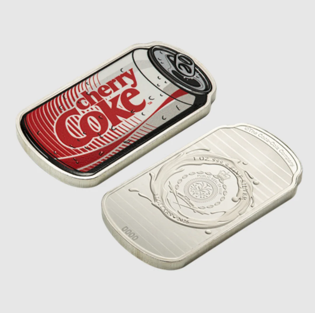 40th Anniversary Edition Cherry Coke - 1oz Pure Silver Bar PAMP SWISS - Coke Can Piggybank - Royal Canadian Mint only 4500 Made - Image 8