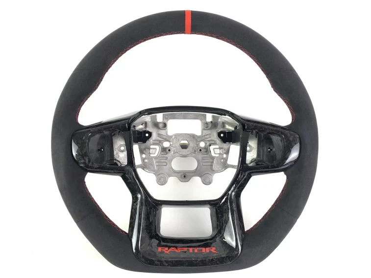 Alcantara Steering Wheel with Alcantara Airbag Cover / Forged Carbon Trim (Ford Ranger Raptor) - Image 5