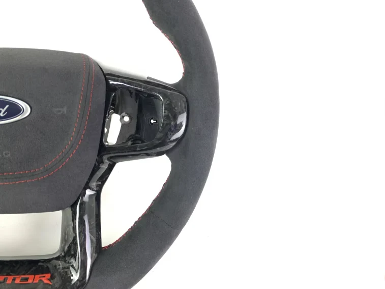 Alcantara Steering Wheel with Alcantara Airbag Cover / Forged Carbon Trim (Ford Ranger Raptor) - Image 6