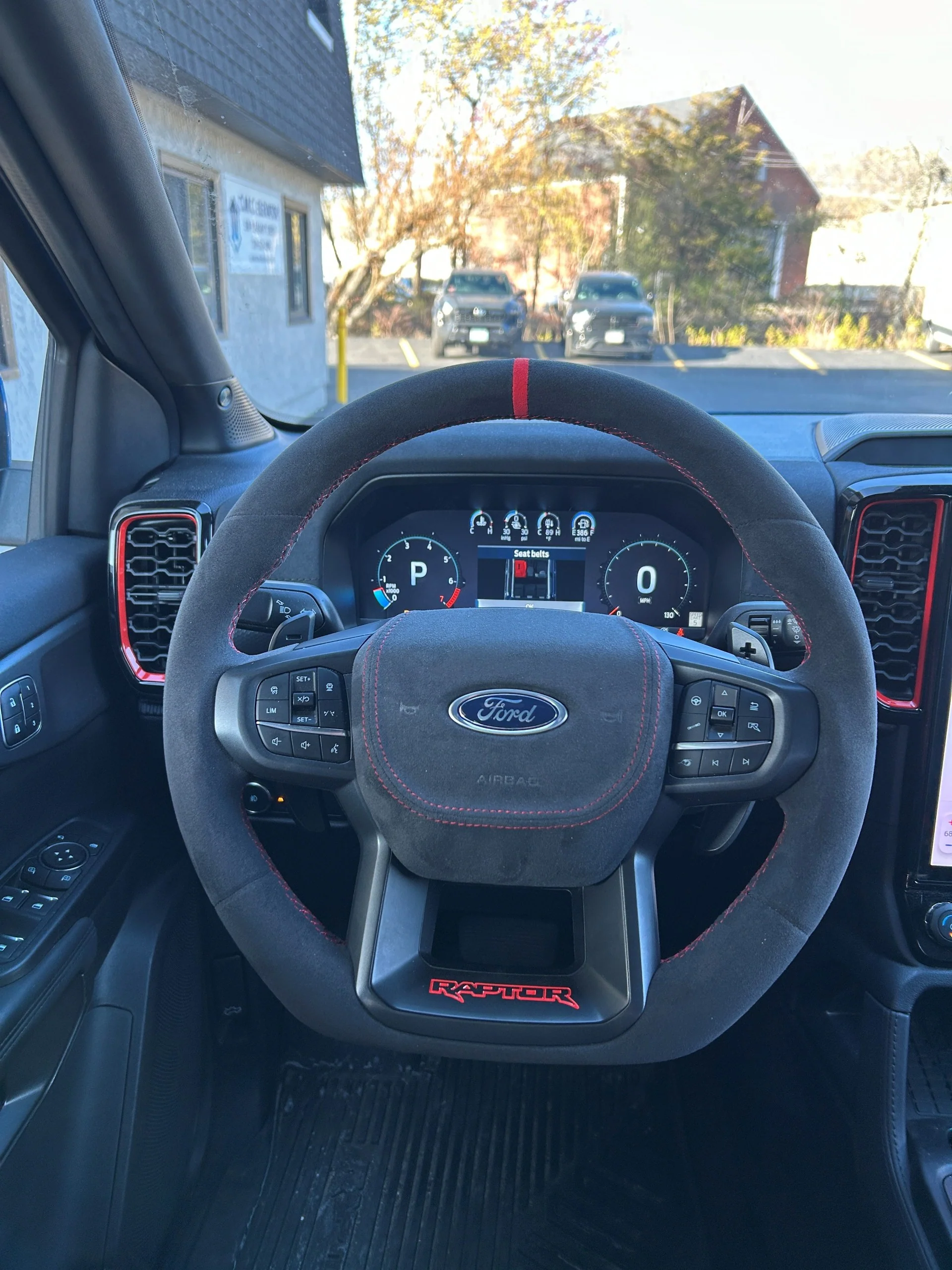 Alcantara Steering Wheel with Alcantara Airbag Cover / Forged Carbon Trim (Ford Ranger Raptor) - Image 9