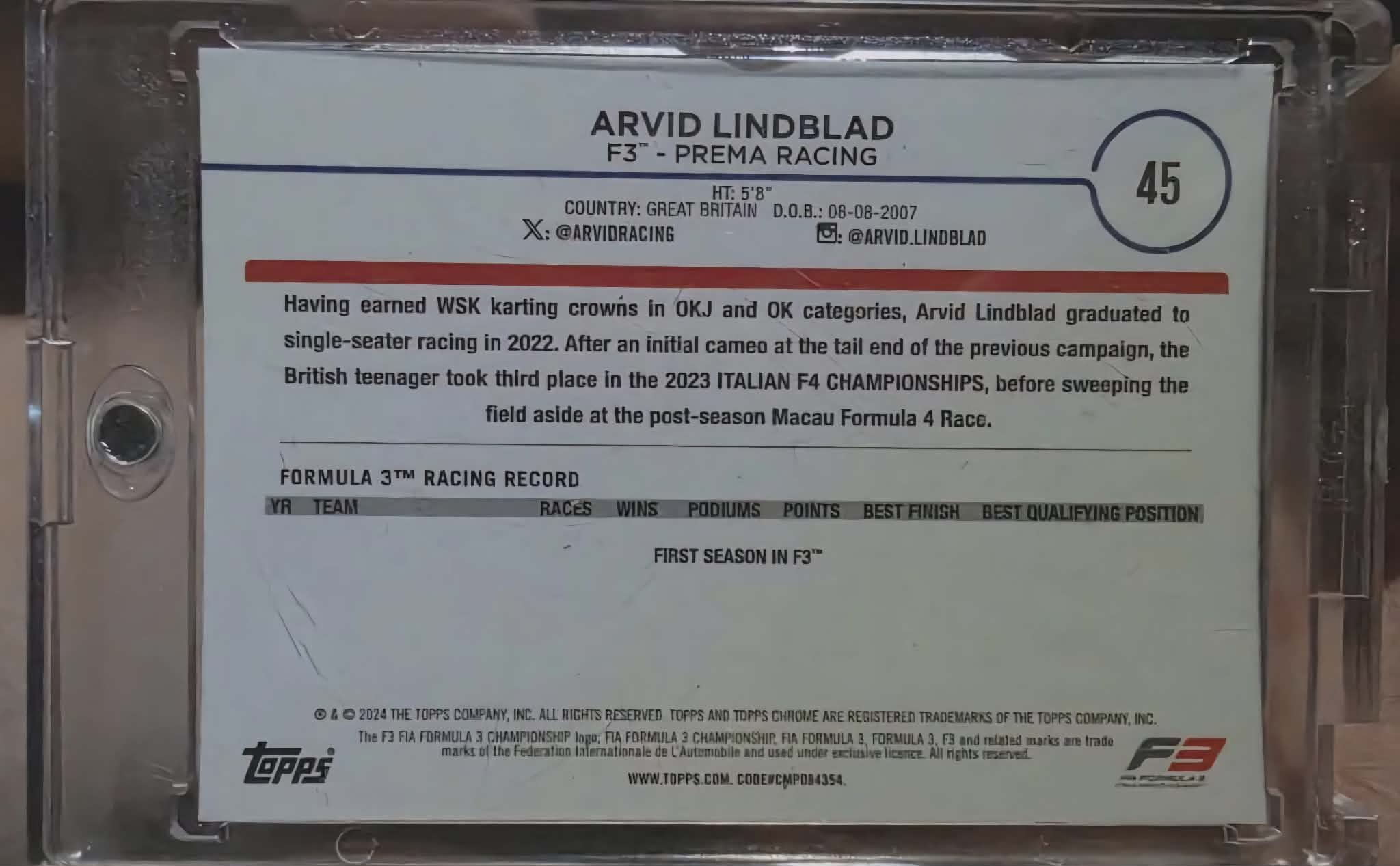 Topps Chrome 2024 Arvid Lindbald F3 Blue Pulsar Refractor #108/150 Short Print (LOW POP-RARE) - Image 3