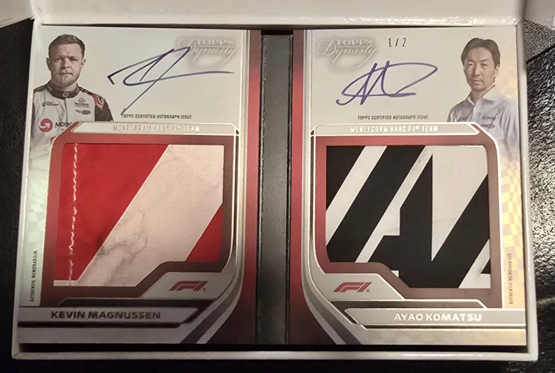 Topps Dynasty 2024 - Kevin Magnussen Ayao Komatsu Book Card Autograph Relic (Stained Relic) #1/2 SSP - Image 4
