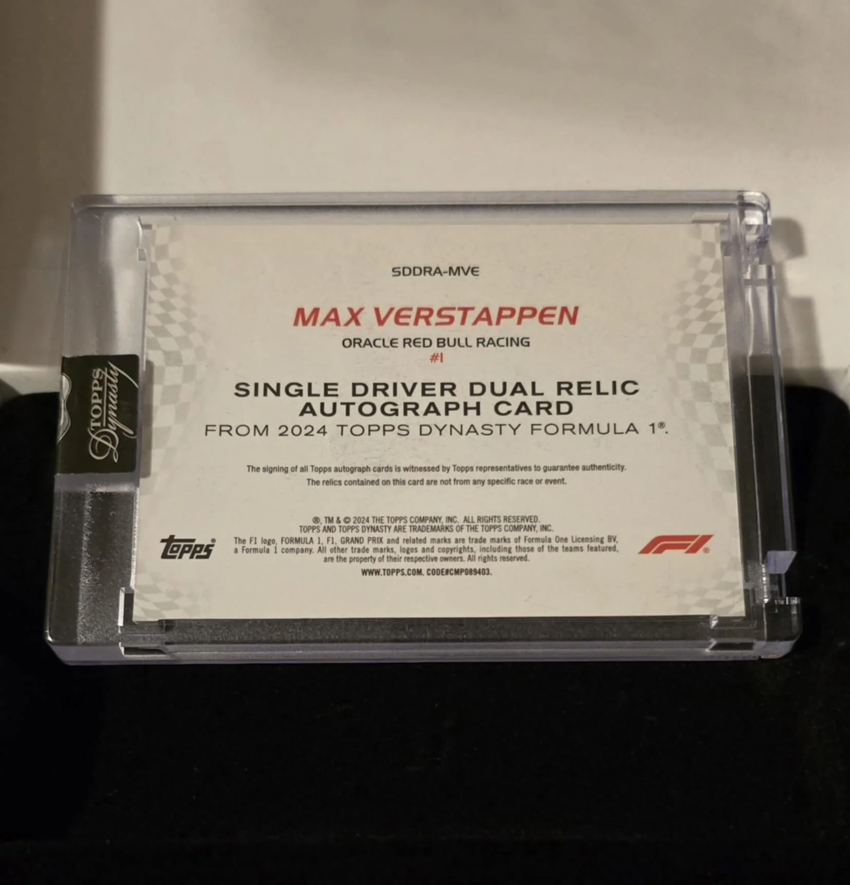Topps Dynasty 2024 - Max Verstappen Autograph Relic #10/10 FINAL PRINT SSP 4xWorld Champion Winning Year - Image 2