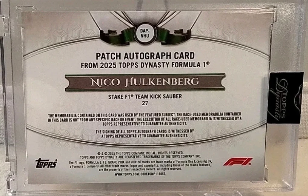 Topps Dynasty 2025 - Nico Hulkenberg Ruby Edition / On Card Autograph - Race Worn Patch #1/5 SSP (1st Podium Year) - Image 4