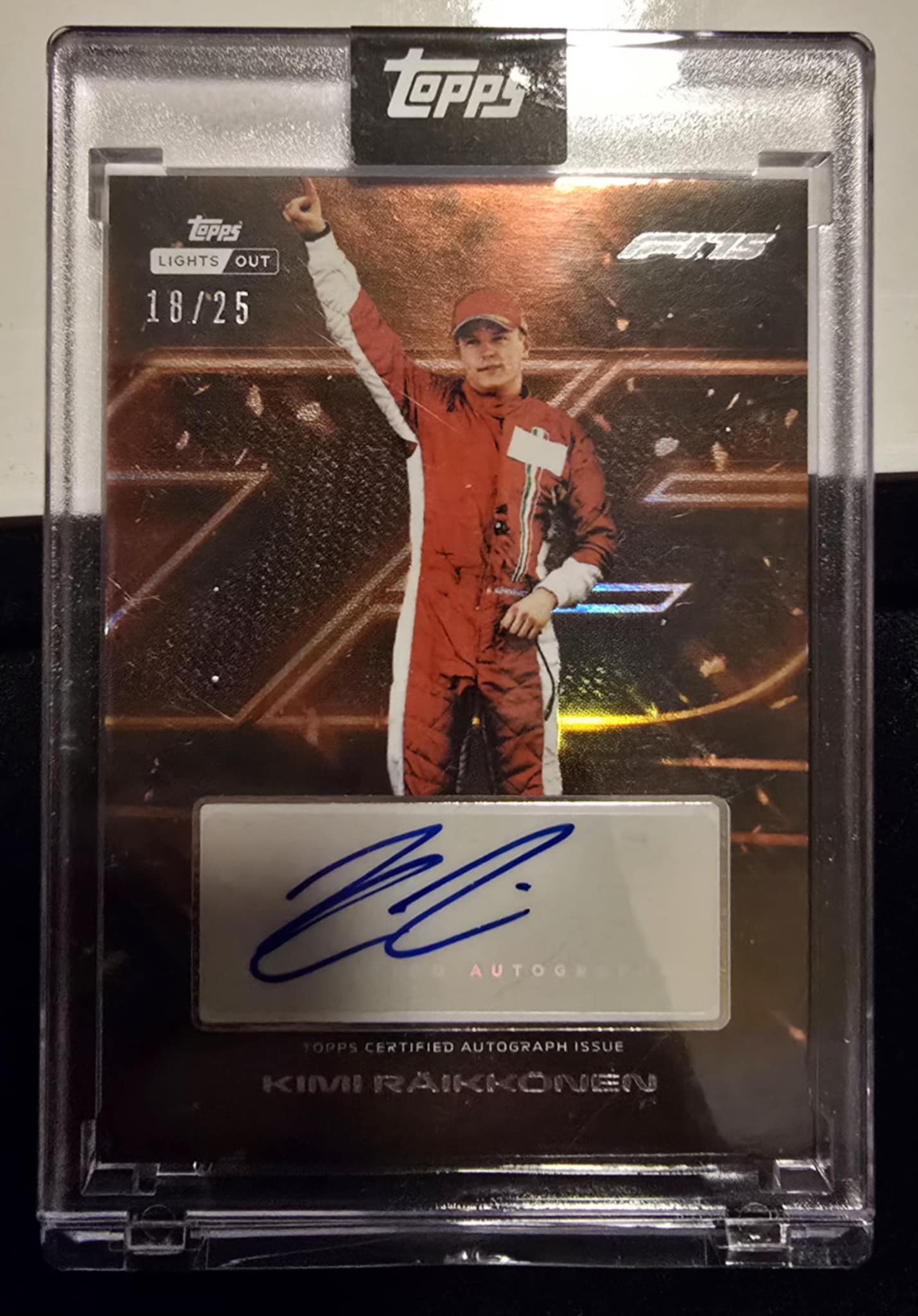 Topps F1 Lights Out 75th Anniversary Edition - Kimi "Bwah" Raikkonen Bronze Autograph #18/25 SSP