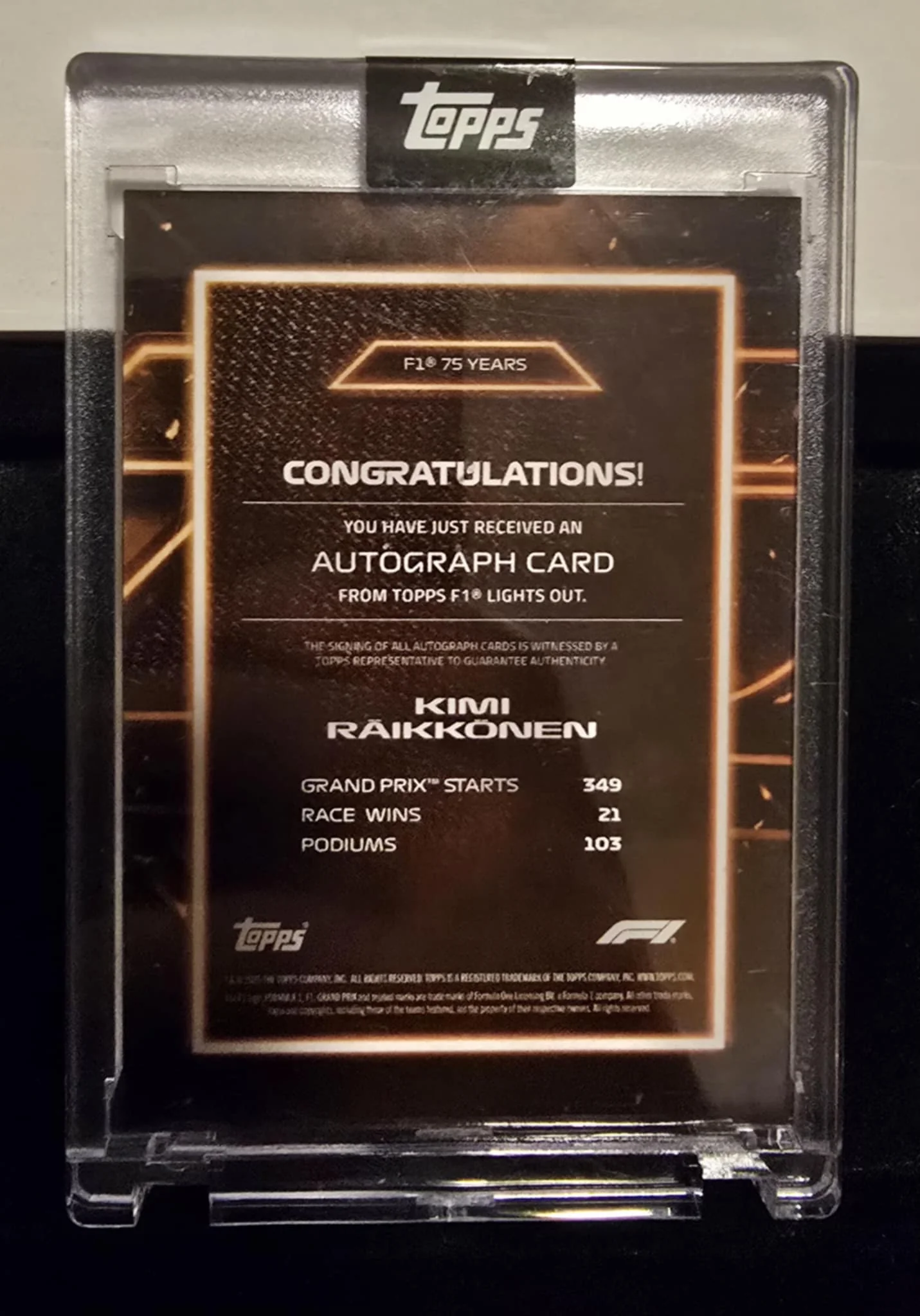 Topps F1 Lights Out 75th Anniversary Edition - Kimi "Bwah" Raikkonen Bronze Autograph #18/25 SSP - Image 2